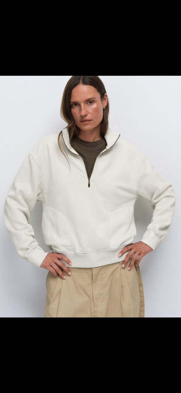 MATE the Label Organic Fleece Quarter Zip Sweatshirt Bone